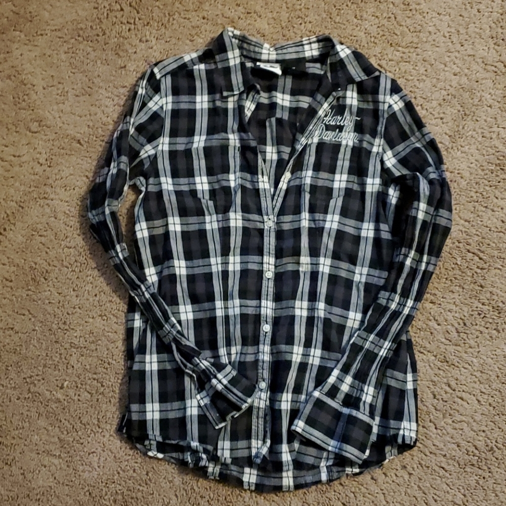 Women's medium black white silver HD Harley button